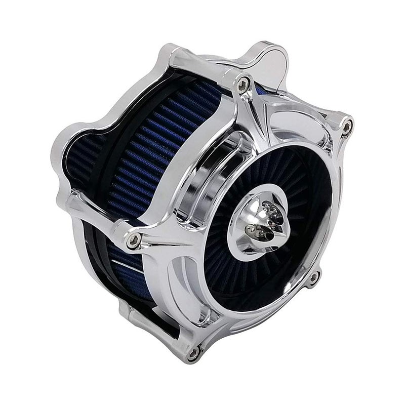 AGECO Harley Air Cleaner Turbine Intake Chrome Filter Kit Cnc Cut for Motorcycle Dyna 2000 - 2017 Softail 2000 - 2015 Touring 2000 - 2007 Fitment - B (Blue) - Image 4